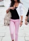 Michelle Keegan - Pink skinny pants candids In Manchester